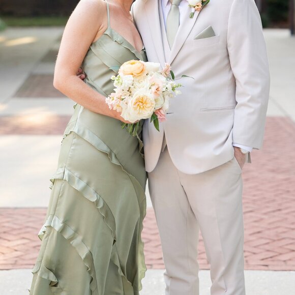 Show Me Your MuMu Romance Ruffle Dress - S (Moss Green Luxe) - Picture 4 of 6